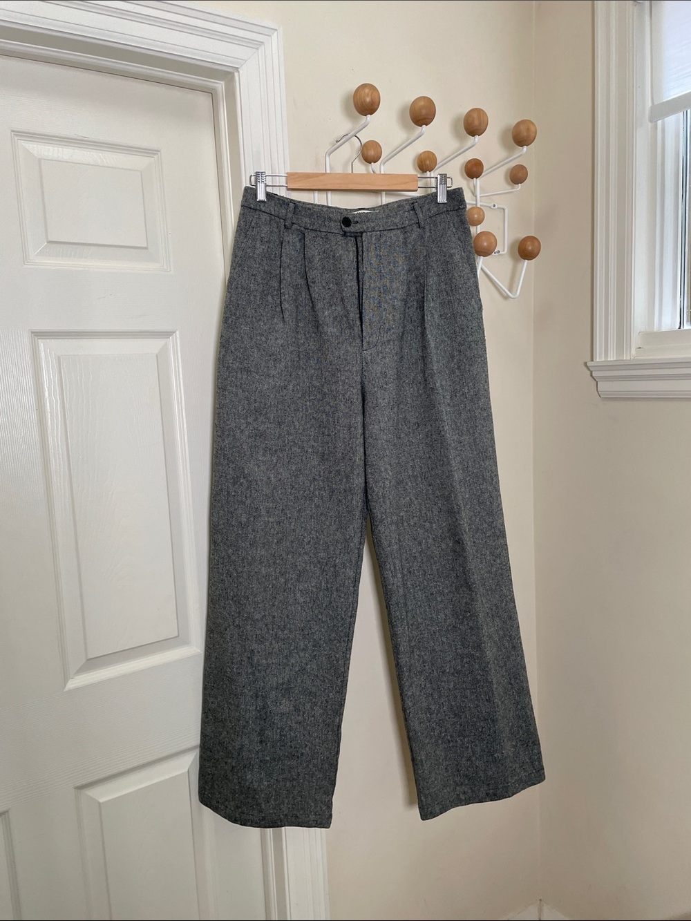 Reformation Gray Wide-Leg Wool Trousers Pants - Grey 10